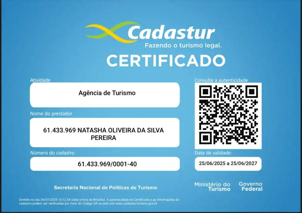 cadastur - pacote de viagem para família